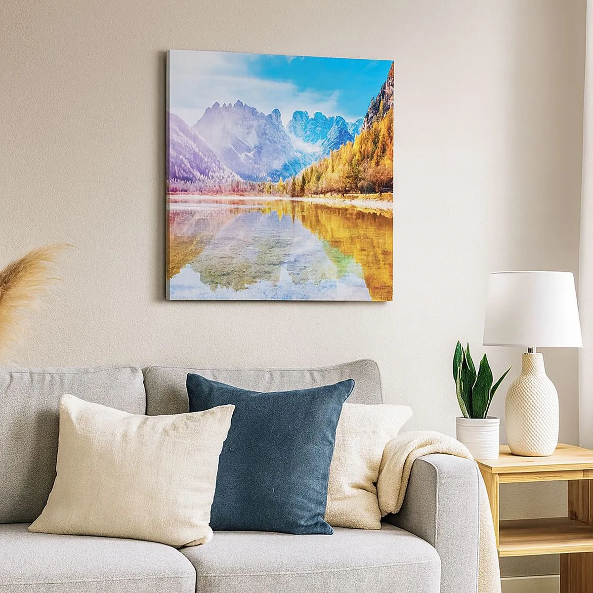 Lærredstryk - Billede på lærred - Og det er allerede efterår i bjergene - 30x30 cm