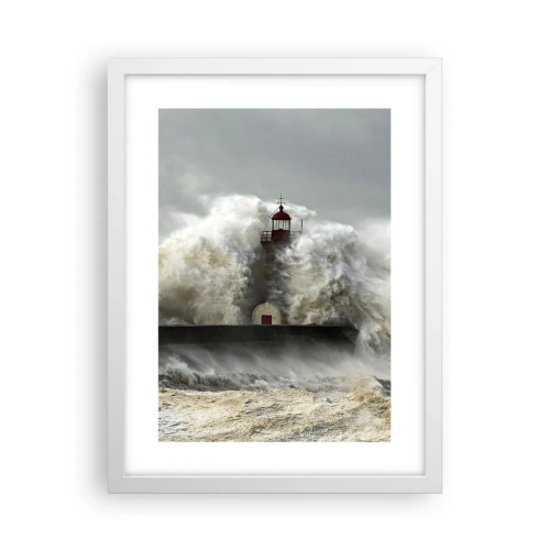 Plakat i hvid ramme - Havets vrede - 30x40 cm