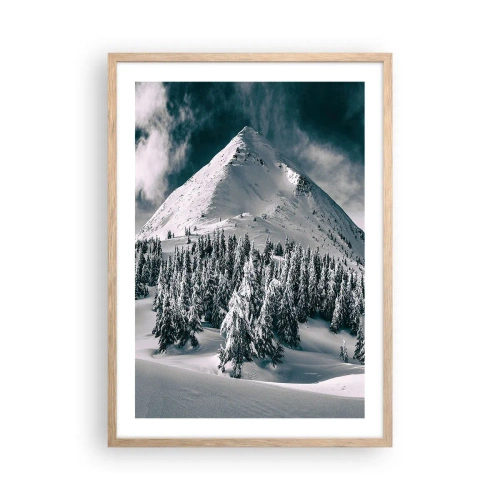 Plakat i ramme af lyst egetræ - Land med sne og is - 50x70 cm
