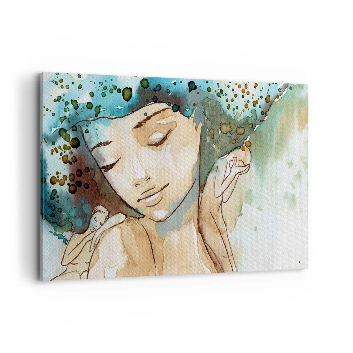 Lærredstryk - Billede på lærred - Lady in blue - 120x80 cm