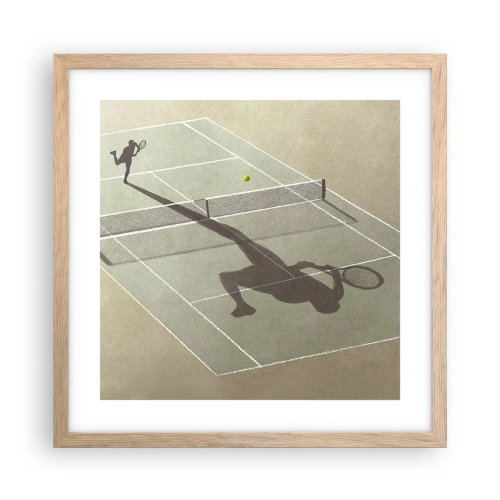 Plakat i ramme af lyst egetræ - Overvind dig selv - 40x40 cm