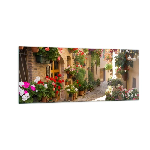 Billede på glas - I en strøm af blomster - 100x40 cm