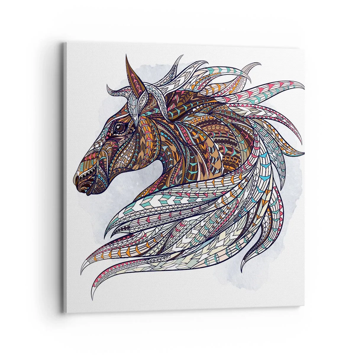 Lærredstryk - Billede på lærred - Den keltiske krigers hest - 70x70 cm