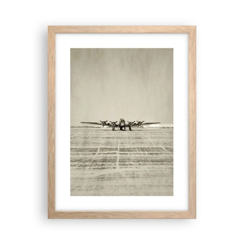 Plakat i ramme af lyst egetræ - Som altid klar - 30x40 cm