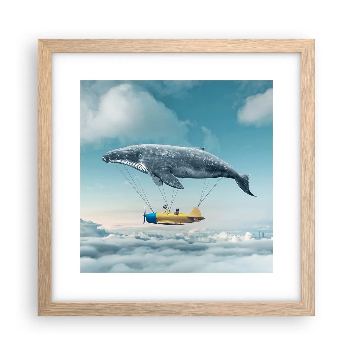 Plakat i ramme af lyst egetræ - Hvorfor ikke? - 30x30 cm