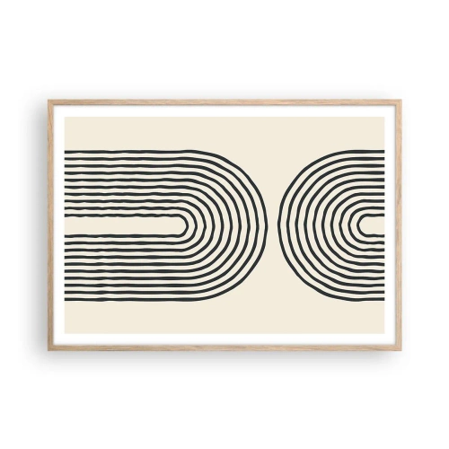 Plakat i ramme af lyst egetræ - Kommer snart... - 100x70 cm