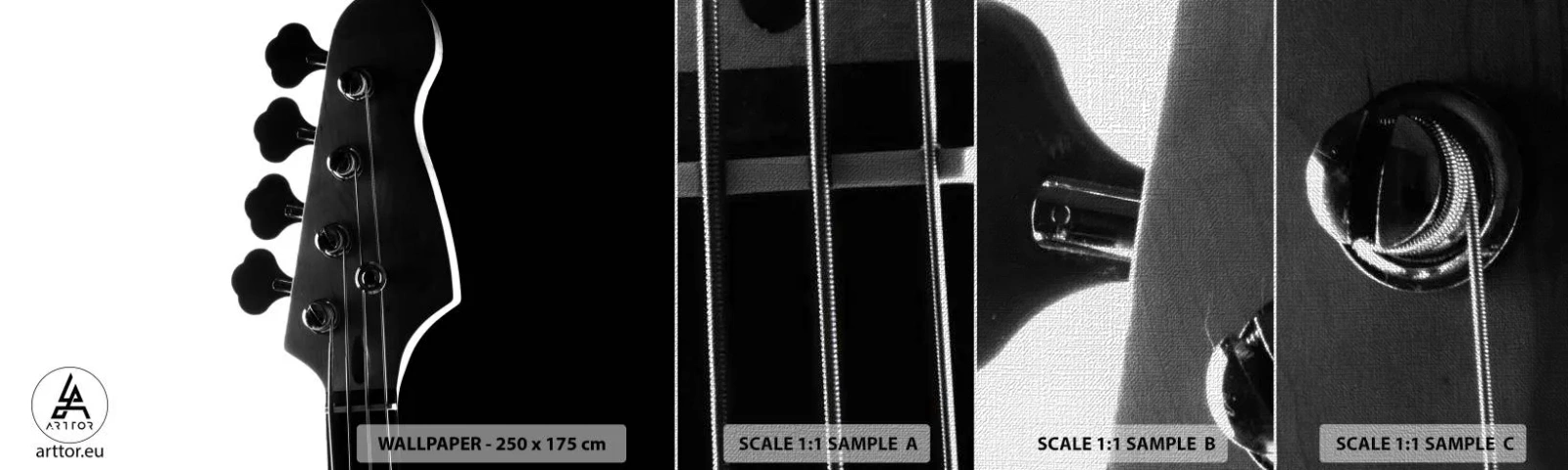 Prøve Fototapet Premium Canvas - Stilhed i klipper  - Guitar, musik, Moderne - 100x30 cm