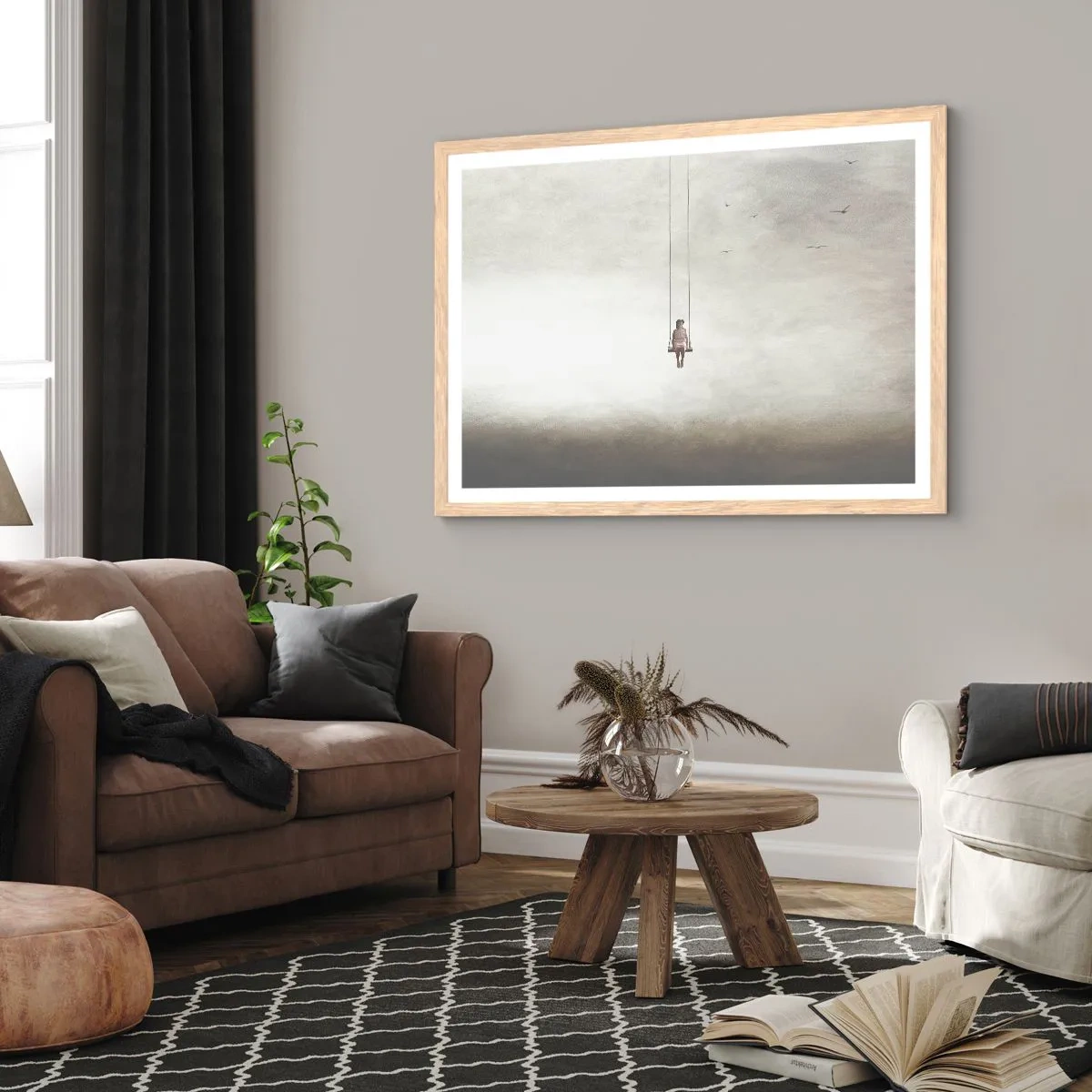 Plakat i ramme af lyst egetræ - Barnet i os selv - 70x50 cm