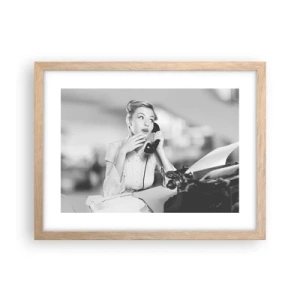 Plakat i ramme af lyst egetræ - Hej, vi er i 1950'erne. - 40x30 cm