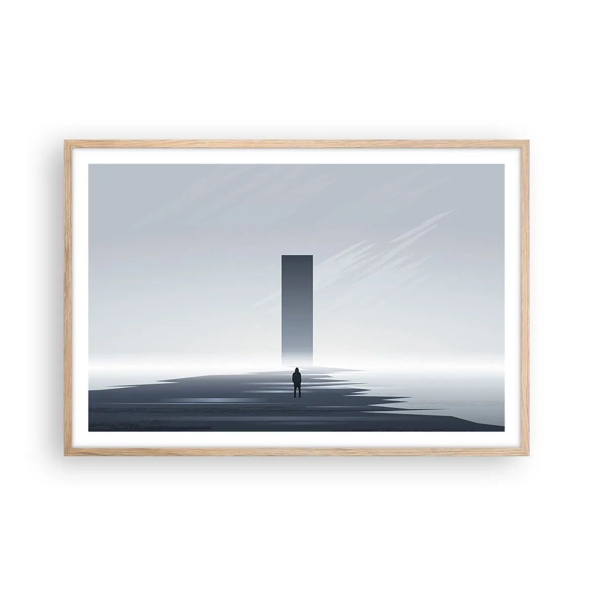 Plakat i ramme af lyst egetræ - Mulighed eller trussel? - 91x61 cm