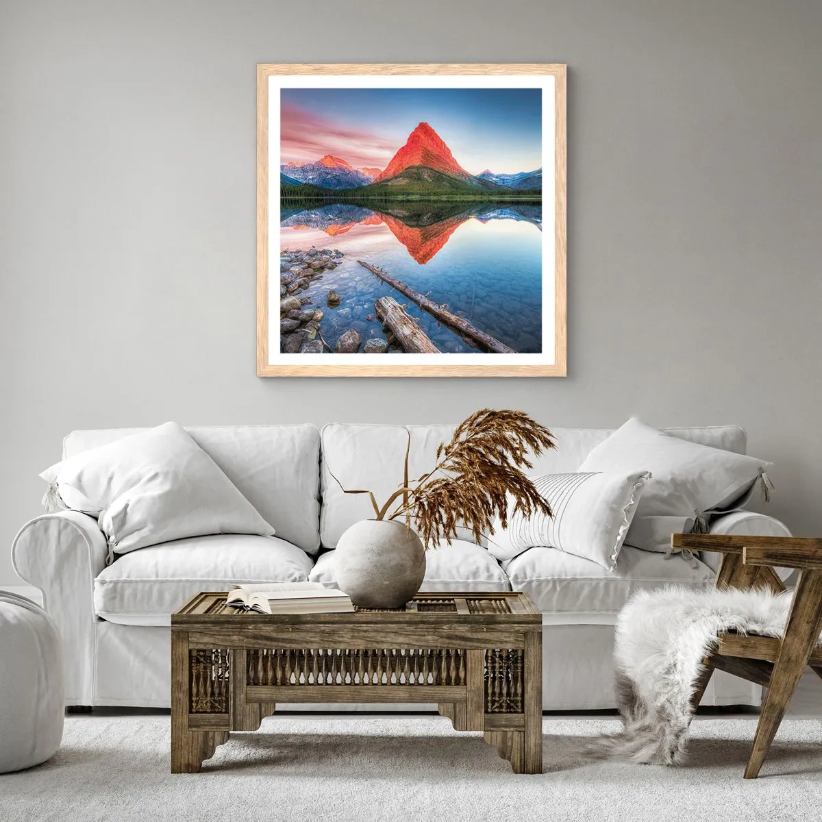 Plakat i ramme af lyst egetræ - Varme og kulde - 60x60 cm