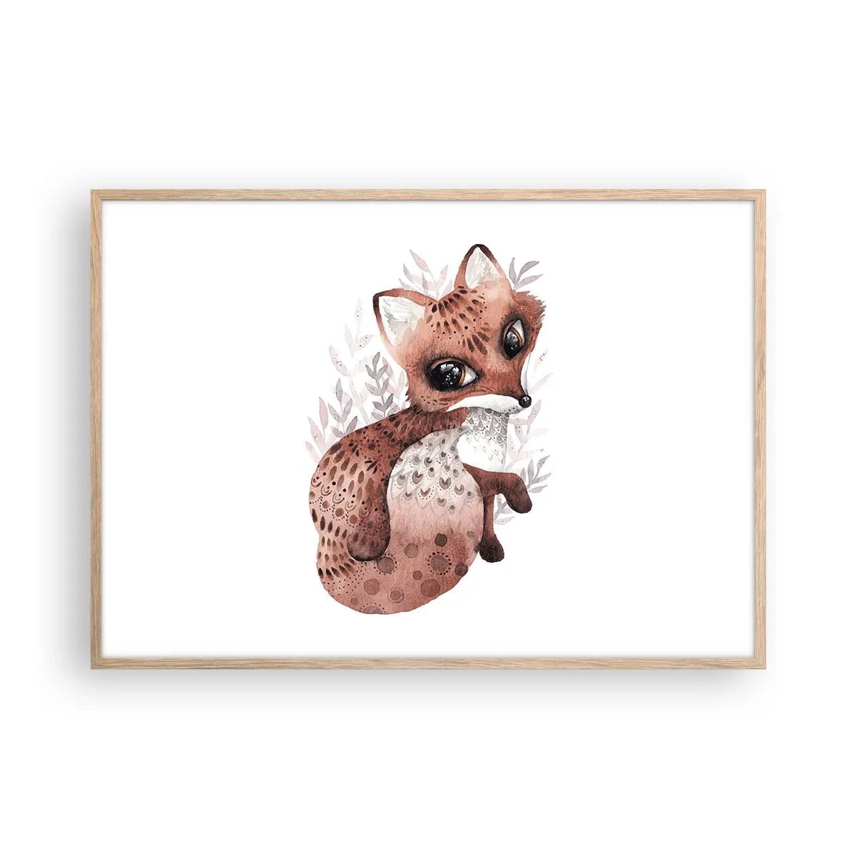 Plakat i ramme af lyst egetræ - Kun kærlighed - 100x70 cm