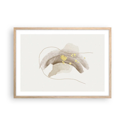 Plakat i ramme af lyst egetræ - Mødt i rummet - 70x50 cm