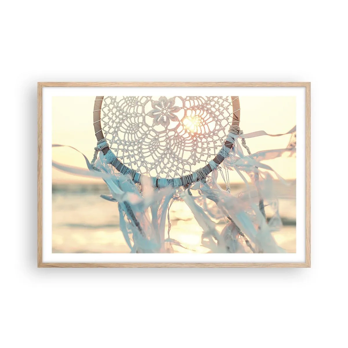 Plakat i ramme af lyst egetræ - Totem med blonder - 91x61 cm