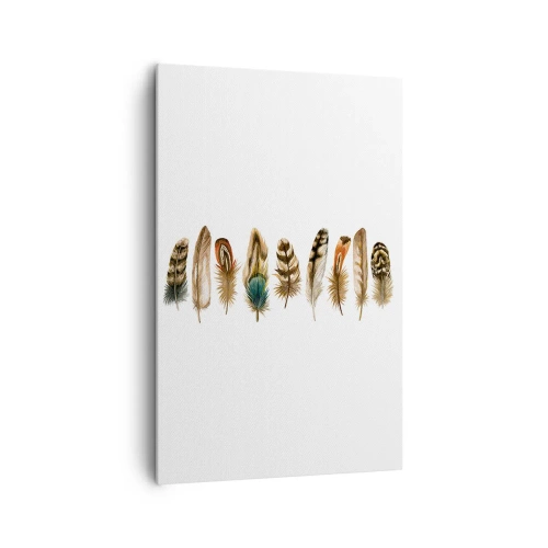 Lærredstryk - Billede på lærred - Variation med fjer - 80x120 cm