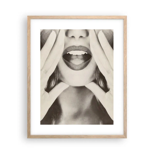 Plakat i ramme af lyst egetræ - Jeg er på vej! - 40x50 cm