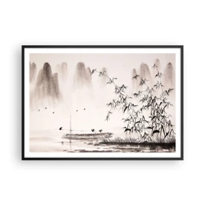 Plakat i sort ramme - Stilhed i rismarkerne - 100x70 cm