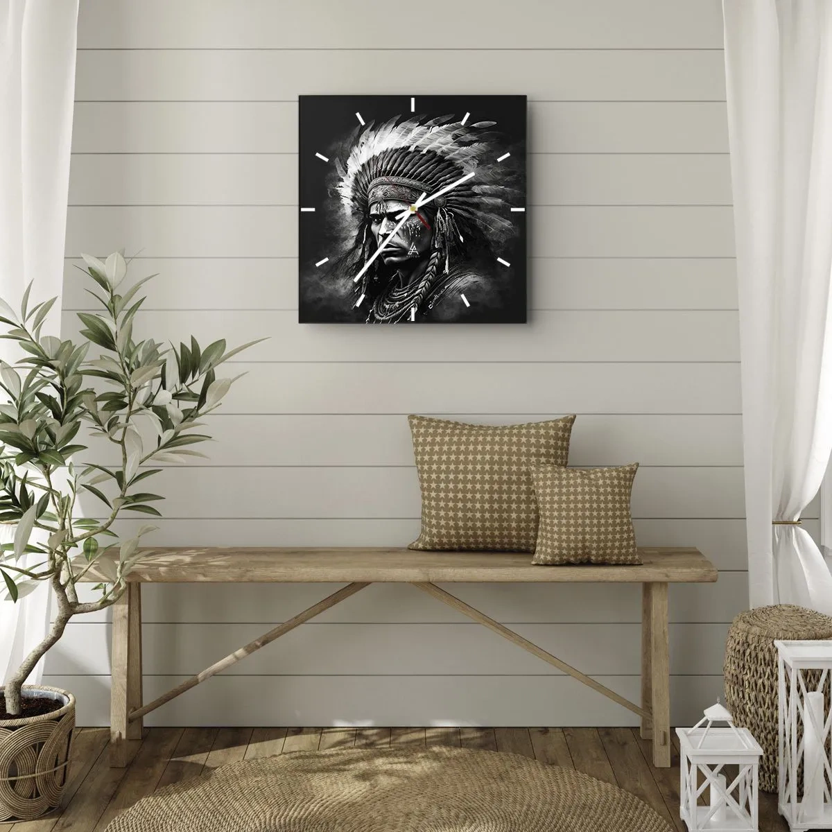 Vægur, Uret - Leder og kriger - 40x40 cm