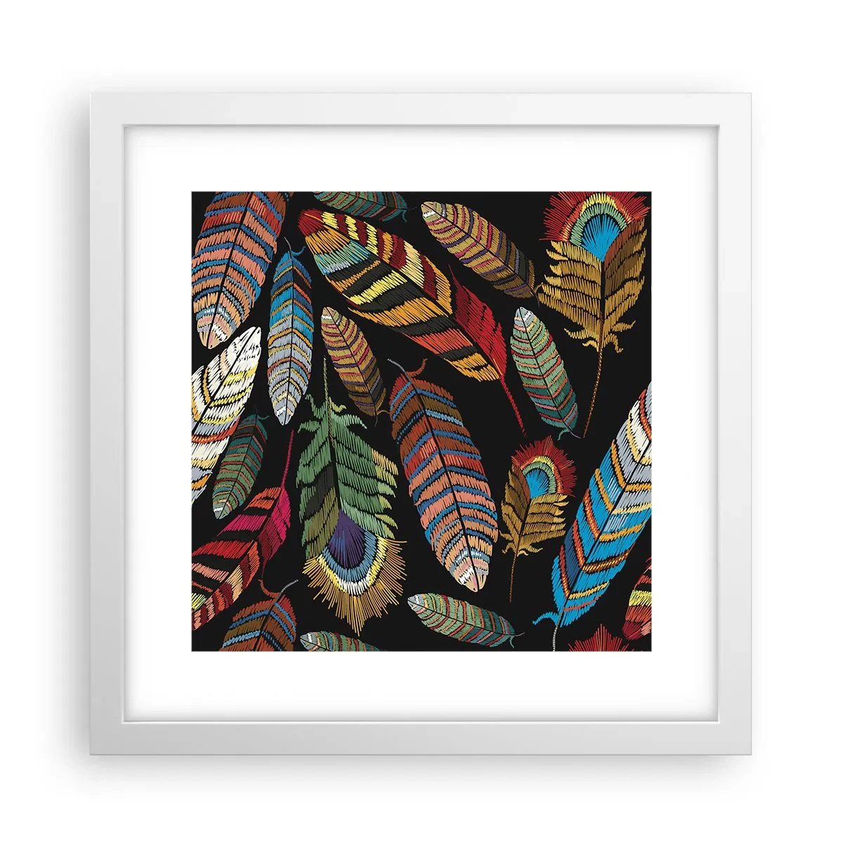 Plakat i hvid ramme - Fuglekarneval - 30x30 cm