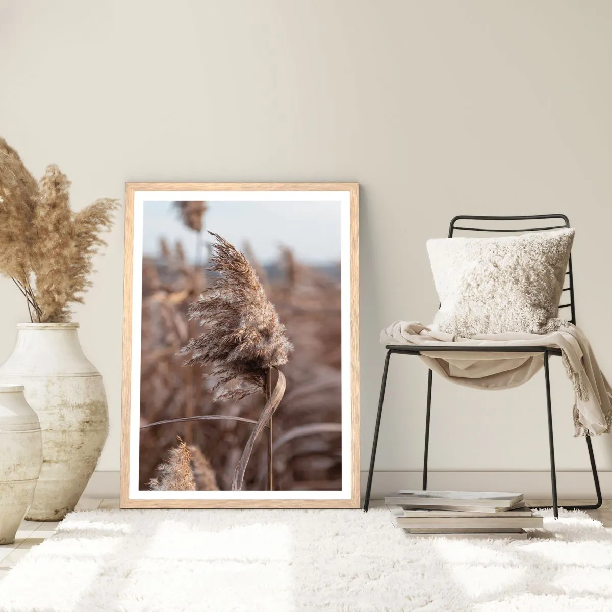 Plakat i ramme af lyst egetræ - Tid til at flyve væk med vinden - 50x70 cm