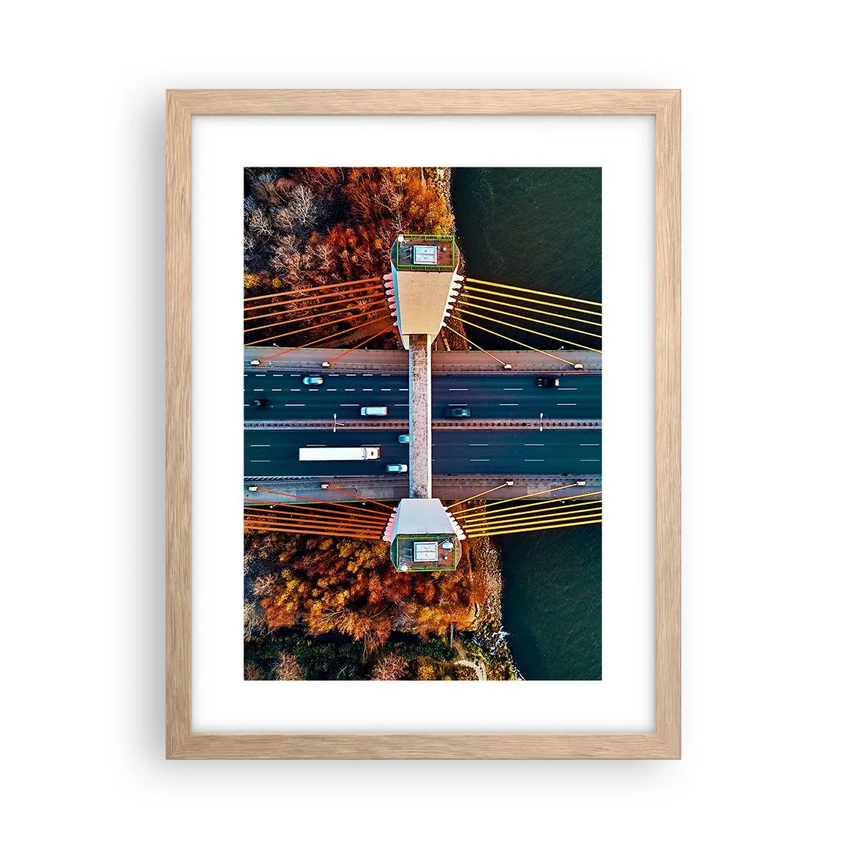 Plakat i ramme af lyst egetræ - Bag vandet, bag skovene - 30x40 cm