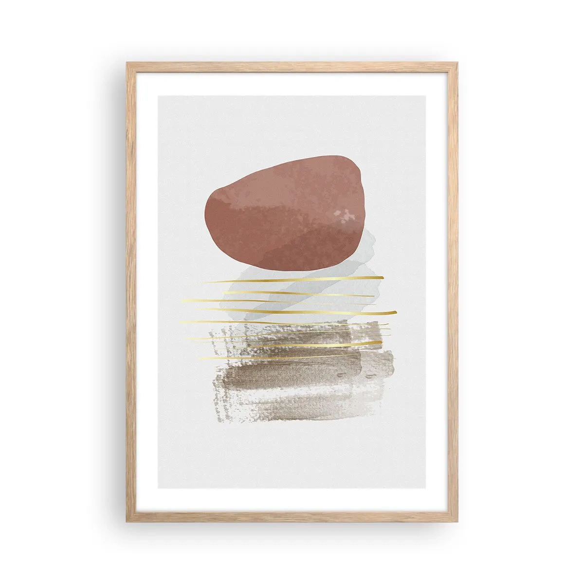 Plakat i ramme af lyst egetræ - Abstrakt kolonnade - 50x70 cm