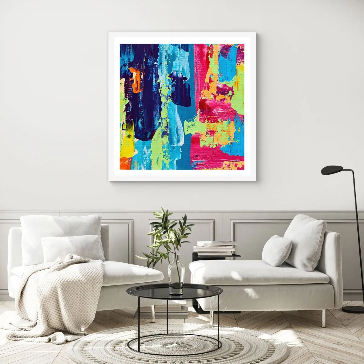 Plakat i hvid ramme - Livet er smukt! - 50x50 cm