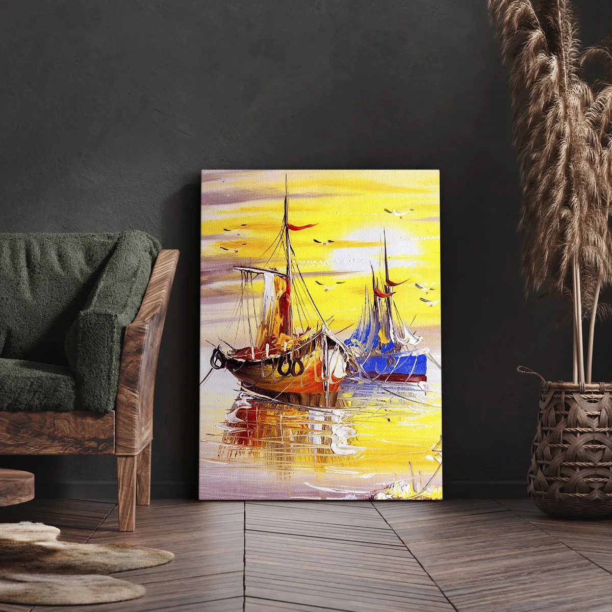 Lærredstryk - Billede på lærred - Et velfortjent hvil i havnen - 50x70 cm