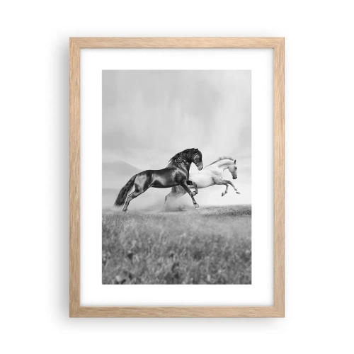 Plakat i ramme af lyst egetræ - Engle og dæmoner - 30x40 cm