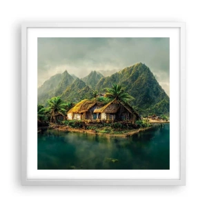 Plakat i hvid ramme - Tropisk paradis - 50x50 cm