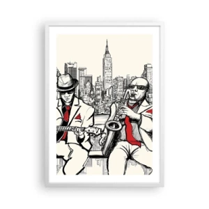 Plakat i hvid ramme - New York improvisation - 50x70 cm