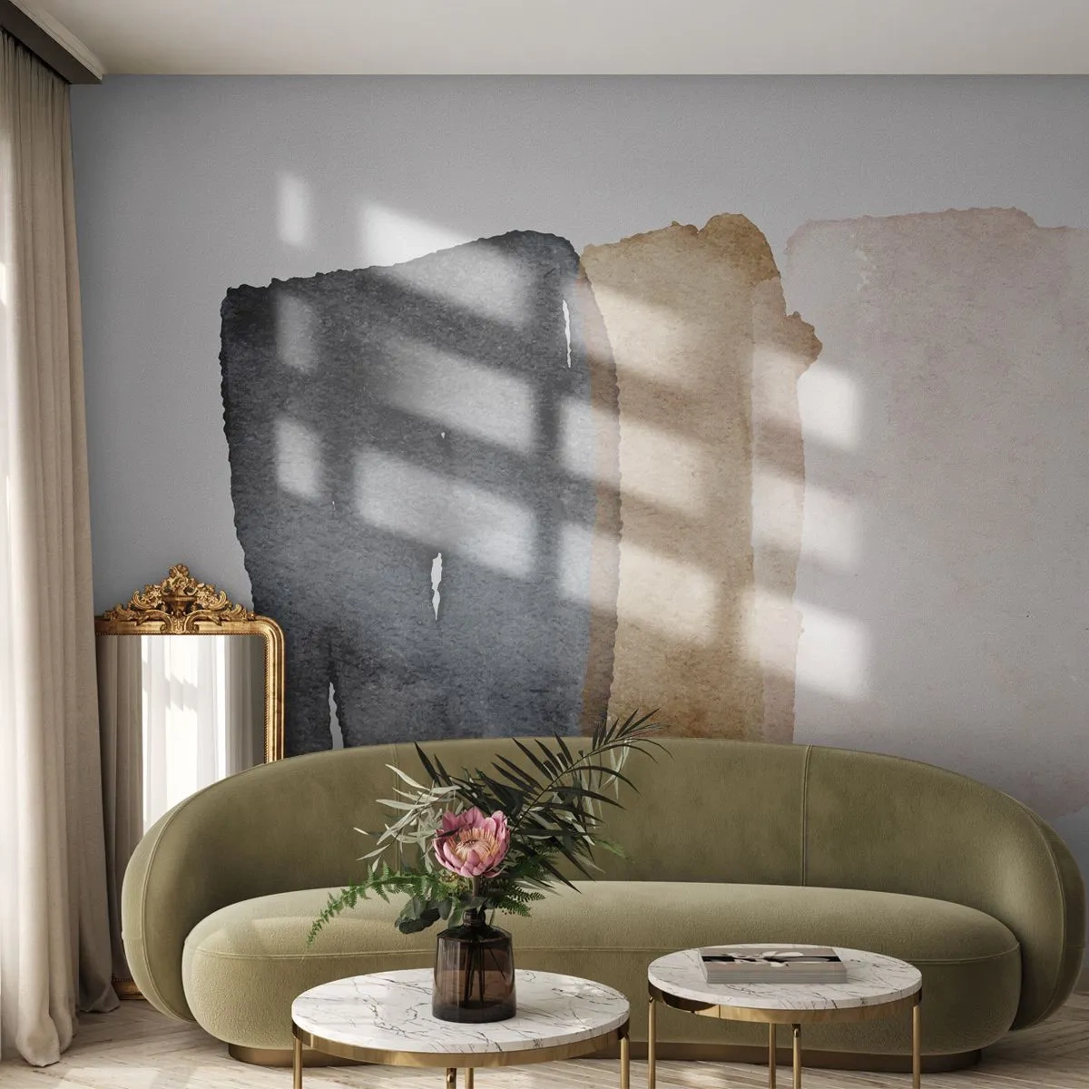 Fototapet Selvklæbende Deluxe Sticker - Sammensætning af jordfarver - Abstraktion, Stykke, Minimalisme - 250x175 cm