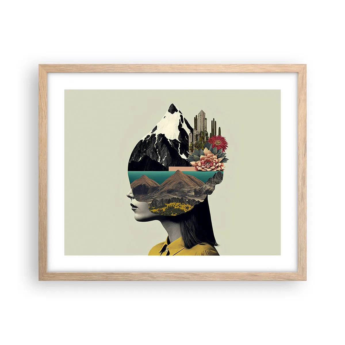 Plakat i ramme af lyst egetræ - Kvinden - altid et mysterium - 50x40 cm