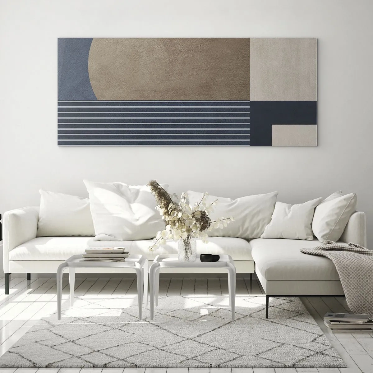 Billede på glas - En komposition af enkelhed og rundhed - 100x40 cm