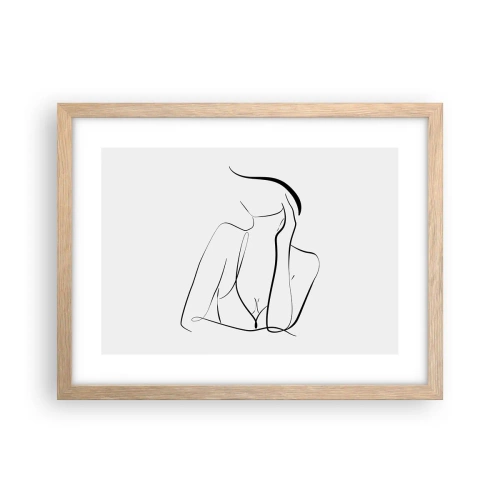 Plakat i ramme af lyst egetræ - På bølgen af en drøm - 40x30 cm