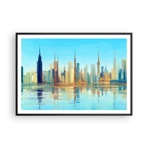 Plakat i sort ramme - Solrig metropol - 100x70 cm