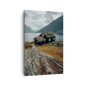 Lærredstryk - Billede på lærred - Fjord sommerresort - 80x120 cm