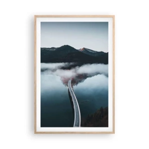 Plakat i ramme af lyst egetræ - Over vand så glat som et spejl - 61x91 cm