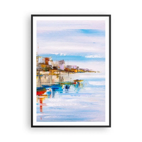 Plakat i sort ramme - Flerfarvet urban havn - 70x100 cm