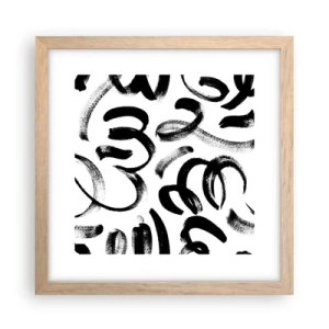 Plakat i ramme af lyst egetræ - I sort og hvidt - 30x30 cm