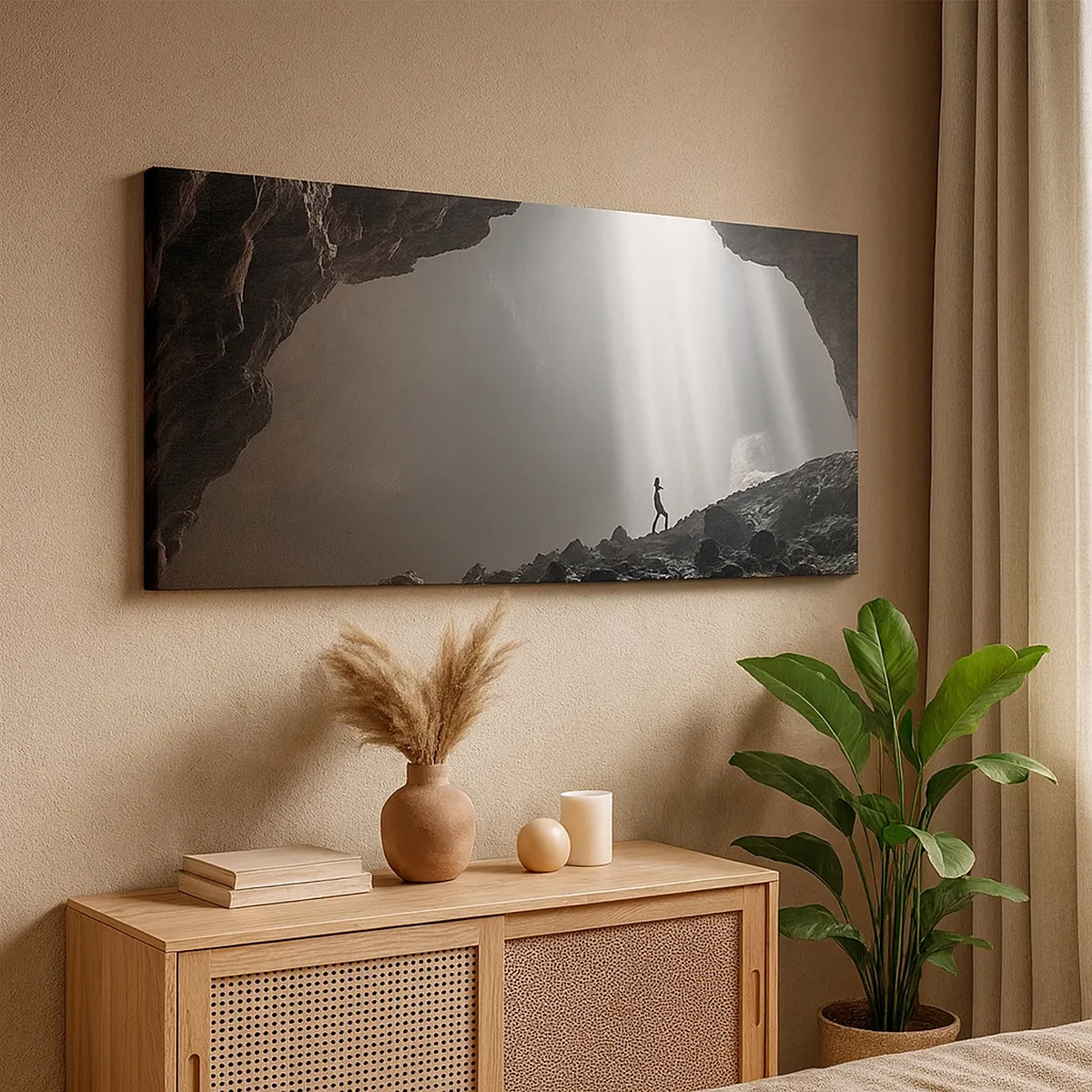 Lærredstryk - Billede på lærred - Lysende grotte - 30x30 cm