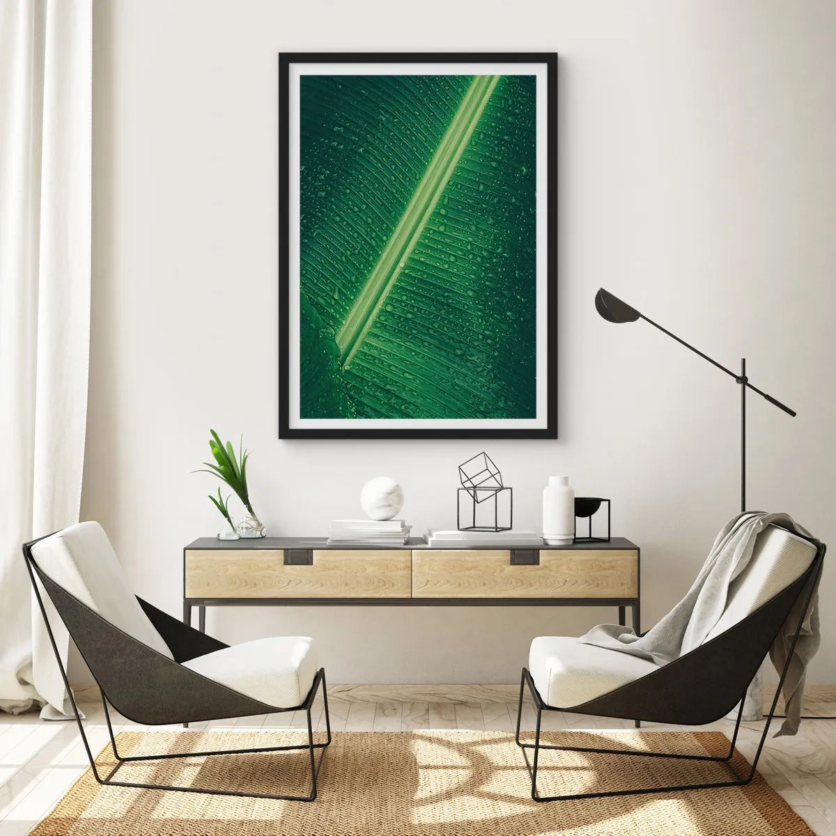 Plakat i sort ramme - Grøn struktur - 40x50 cm