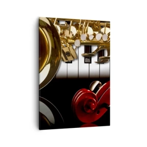 Lærredstryk - Billede på lærred - Metalplader, træ og elfenben - 50x70 cm