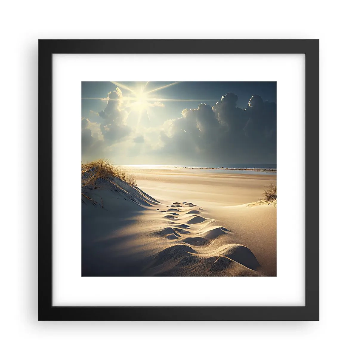Plakat i sort ramme - Beroligende landskab - 30x30 cm