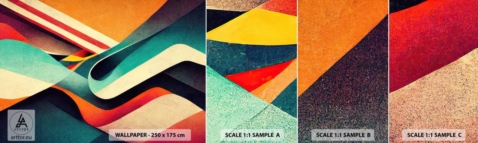 Fototapet Prøve Standard Eco - Intens komposition - Abstraktion, Stykke, Linjer - 100x30 cm