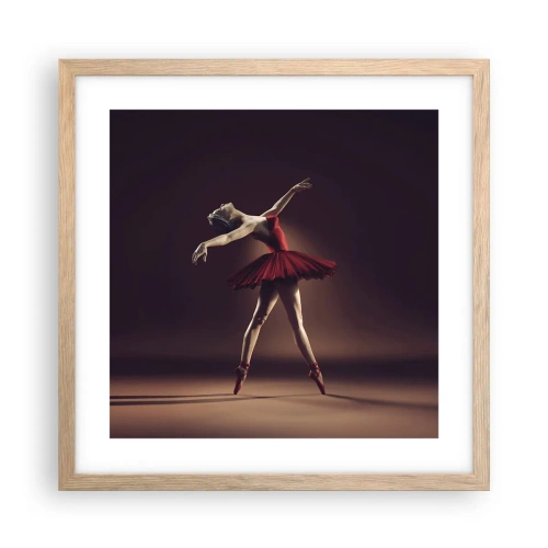 Plakat i ramme af lyst egetræ - Prima ballerina - 40x40 cm