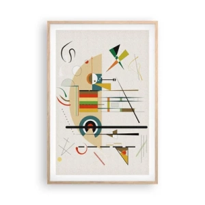 Plakat i ramme af lyst egetræ - Og verden griner - 61x91 cm