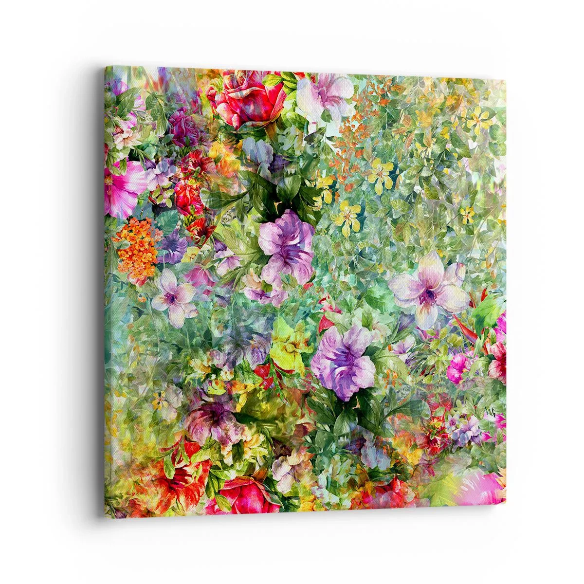 Lærredstryk - Billede på lærred - Ind i blomsterne ved fortabelse - 40x40 cm