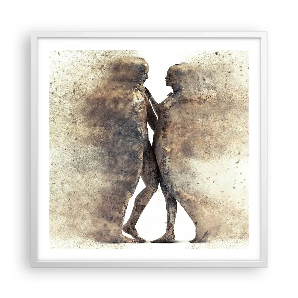 Plakat i hvid ramme - Fra støv steg de til kærlighed - 60x60 cm