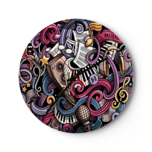 Vægur, Uret - Abstrakt komposition af musikalske motiver og instrumenter - 30x30cm - Kompliceret melodi - Moderne vægdekoration til stue, køkken og soveværelse ARTTOR